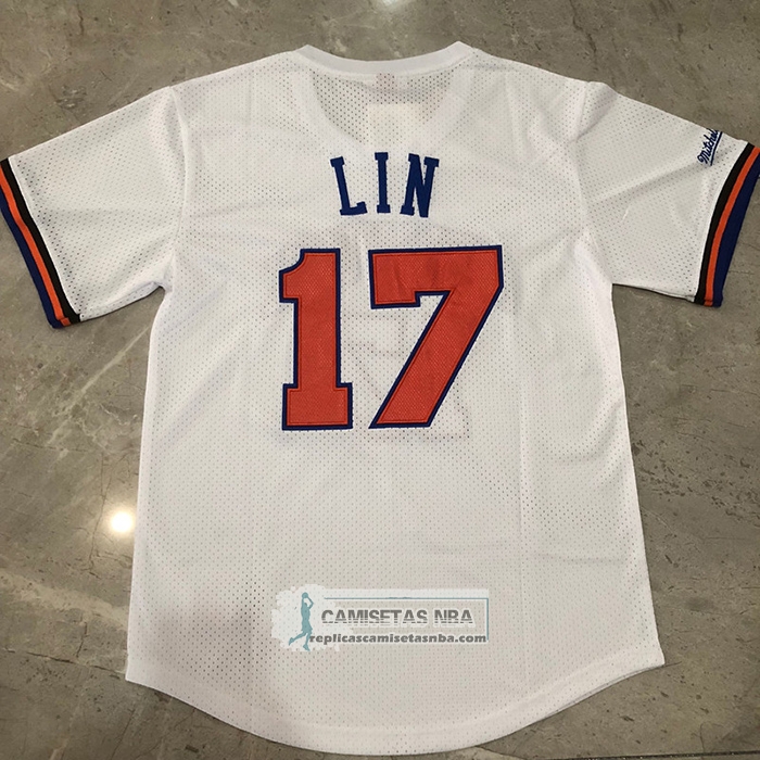 Camiseta Corta Manga New York Knicks Jeremy Lin NO 17 Blanco